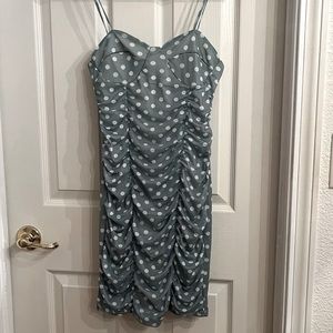 Sage green polka dot mesh bodycon dress